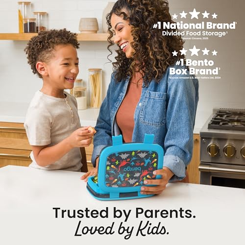 Bentgo Kids Prints Leak-Proof, 5-Compartment Bento-Style Kids Lunch Box - Ideal Portion Sizes for Ages 3-7, Durable, Drop-Proof, Dishwasher Safe, & PFAS & BPA-Free Materials (Dinosaur) - color: Dinosaur