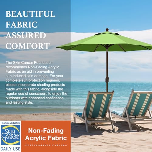 EliteShade USA 10-Year-Non-Fading 9Ft Market Patio Umbrella, UPF 50+ UV Protection Performance Sun Umbrella, Heavy Duty Commercial Grade Outdoor Table Umbrella with Crank & Tilt, Windproof Vented Top for Garden, Pool, Deck and Outdoor Playsets, Macaw Gree