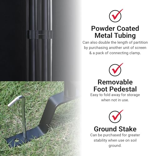 Proman Products - Galaxy Section Divider, Water Repellent Fabric Room Divider with Black Powder Coated Metal Frame for Indoors or Outdoors (Black) - color: Black, size: 3 Panel