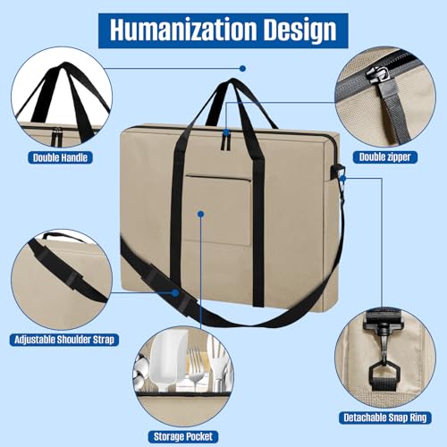 SIRUITON Folding Table Storage Bag, Portable 600D WaterProof Carry Bag for Folding Picnic/Camp Tables with Reinforcing Plate & Shoulder Strap, 36" D x 30" W x4.7 H Fits 6FT Folding Tables - size: Khaki - 6ft Folding Tables Bag