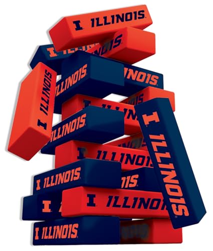 MasterPieces NCAA Illinois Fighting Illini Tumble Tower - Real Wood Blocks, Merchandise - style: Illinois Fighting Illini
