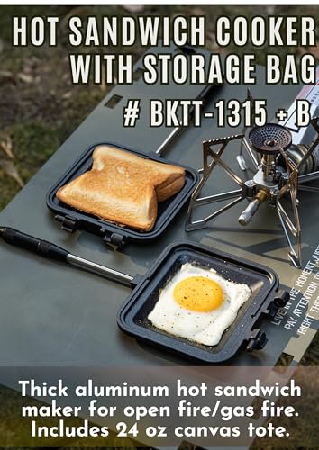 camping moon Sandwich Maker Hot Sand Single Burner Gas Fire Open Fire Compact Aluminum TT-1315 (Black w/bag) - color: Black w/ bag