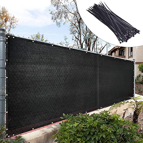 Royal Shade 4' x 10' Black Fence Privacy Screen Windscreen Cover Netting Mesh Fabric Cloth - Cable Zip Ties Included (We Make Custom Size) - color: Black, size: 0 4' x 1 0'