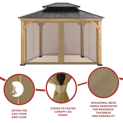 CoastShade Universal Replacement Canopy Mosquito Netting Screen Sidewalls Only for 10' x 10' Gazebo Canopy,Black - color: Black, size: Meshwall-10 x 10 ft