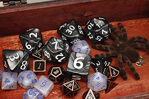Dungeons and Dragons D&D Giant Black 25mm Polyhedral Dice Set - RPG Dice Bag, Pathfinder, MTG - color: Black