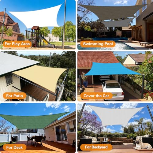 Artpuch Sun Shade Sail, 13'X13' Sand Rectangle Curved Edged Sun Shade, Commercial Grade 185GSM HDPE UV Permeable Outdoor Shade Cloth for Deck, Backyard, Patio (Custom Sizes Made)