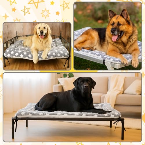 Elevated Dog Bed Cover Outdoor Dog Cot Replacement Cover for Large Crate Bed 42 x 30 Inch Warm Thermal Pet Pad Mat with Corner Straps Reversible Fleece Puppy Crate Kennel Mat - size: 42 x 30 Inch