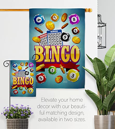 Bingo Win Night Garden House Flag Set Interests Game Bunco Dice Poker Hobbies Leisure Activity Decoration Banner Small Yard Gift Double-Sided, Made in USA