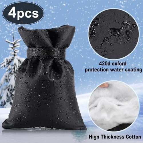 Wohohoho Outdoor Faucet Covers for Winter, 4 Packs Pro 10" H x 7" W Black Outside Faucet Cover Freeze Protection, Reusable Waterproof Insulated Spigot Cover, Thickened Garden Faucet Socks Hose Bibs - color: Black