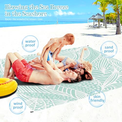 Beach Blanket Waterproof Sandproof 1-7 Adult Oversized 78 '' × 81 '' Lightweight Durable Compact Sand Free Extra Large Beach Mat for Travel Camping Hiking Picnic Blanket - color: Leaves3, size: 78“x81”