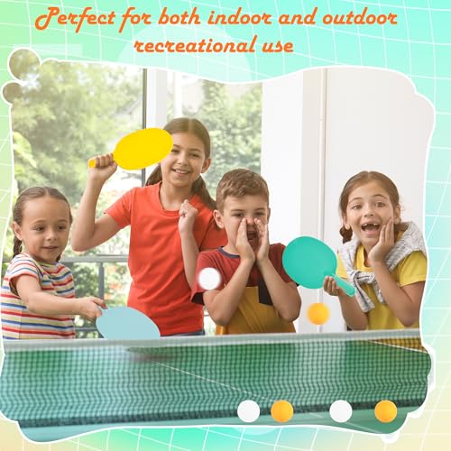 8 Pcs Plastic Table Tennis Paddles with 8 Balls Portable Ping Pong Paddles Rackets Unbreakable Plastic Textured Table Tennis Training Toys for Kids Beginner Adult Outdoor Equipment