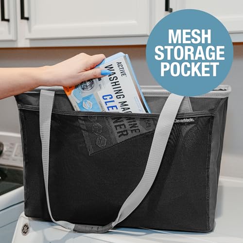 CleverMade EcoBasket Collapsible Tote Basket – Reusable Grocery Tote - color: Gray, size: 64L - 2 Pack