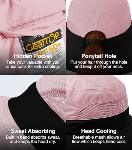 GearTOP Safari Hat for Men Sun Hats for Women UV Protection UPF 50+ Fishing, Gardening, Hiking Hat (22-23 1/2") - color: Light Pink Grey Standard