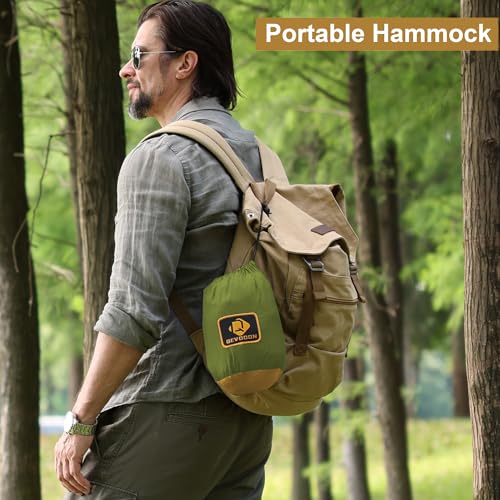 Camping Hammock with Net,Travel Portable Lightweight Hammocks with Tree Straps and Solid D-Shape Carabiners,Parachute Nylon Hammock for Outsides Backpacking Beach Backyard Patio Hiking - color: Green & Khaki, size: Large