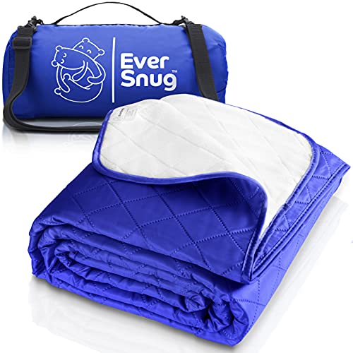 EverSnug Large Waterproof Outdoor Blanket - Extra Thick Premium Quilted Fleece, Waterproof & Windproof, Great for Camping, Picnics, Beaches, Stadiums, Dogs - color: Navy Blue