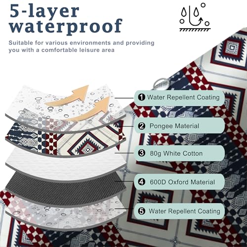 SAMSIER Large Outdoor Picnic Blankets Waterproof Foldable, Beach Blanket Sandproof Portable, Picnic Mat Washable for Camping (80"×80", Thickened) - color: Navy Brown, size: 6'8" x 6'8" (Square)