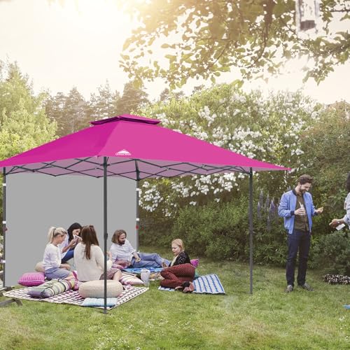 EAGLE PEAK 13x13 Pop up Canopy Tent w/One Wall, Instant Canopy Easy Set up Folding Shelter w/One Privacy Curtain, 169 Square Feet Sun Shade, Light Pink - color: Light Pink