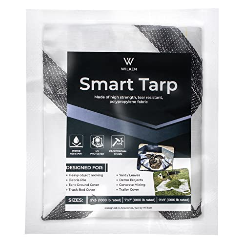 Custom Designed Multi-Use Utility Tarp - 9'x9' - Home, Garden, Construction, Camping & Trailering. Extra Strong Waterproof & UV Resistant - Handles - size: 9x9