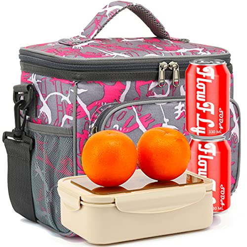 FlowFly Insulated Reusable Lunch Bag Adult Large Lunch Box for Women and Men with Adjustable Shoulder Strap,Front Zipper Pocket and Dual Large Mesh Side Pockets,Graffiti - color: Graffiti