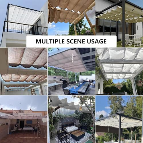 Sun Shade Sail Retractable Wave Waterproof 3' x 5' Shade Cloth Waterproof Outdoor Garden Patio Pergola Sunscreen Awning Canopy 95% UV Block with Rope for Yard Deck Lawn Carport Sand