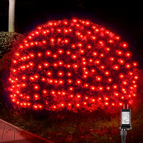 BlcTec Outdoor Christmas Lights 360 LED 9.8ft x 6.6ft Christmas Net Lights with 8 Modes, UL Certified, Timer, Connectable, Waterproof for Trees, Bushes, Shrubs, Yard Outdoor Xmas Decorations, Red - color: Red, size: 360LED