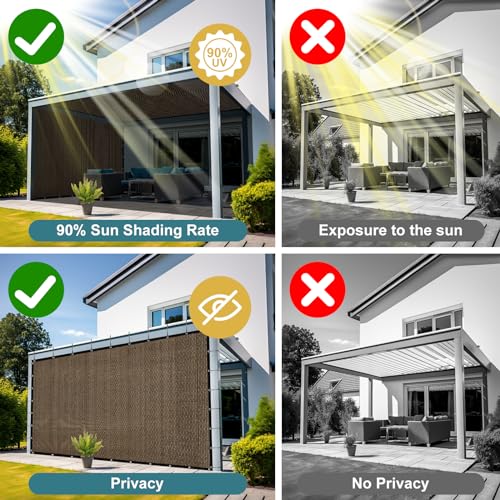 Shade&Beyond Customized Size 90% Sun Shade Cloth with Grommets, 06' X 08' Pergola Shade Cover Canopy, Mesh Tarp Sun Screens for Patio, Outdoor, Garden, Backyard, Mocha, GN03 - color: Mocha, size: 0 6' X 0 8'