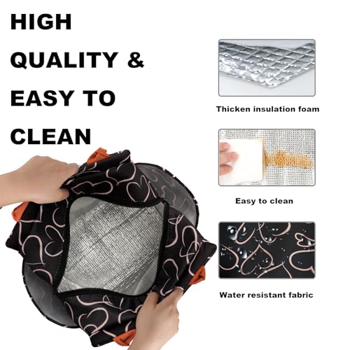 Joymee Lunch Bag Women Insulated Lunch Box Reusable Leakproof Large Spacious Cooler Tote for Women Men Adult with Bottle Holder and Side Pockets for Work Office Travel Picnic - Love Heart - color: 04 Love Heart
