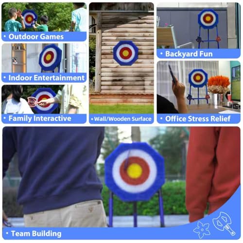 BunnyBoo Family Axe Throwing Game for Backyard Fun - color: Blue, size: 21" Bristle Target