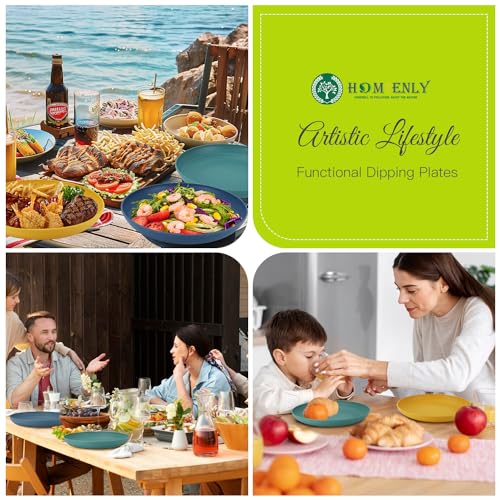 Homienly Deep Dinner Plates Set of 8 Alternative for Plastic Plates Microwave and Dishwasher Safe Wheat Straw Plates for Kitchen Unbreakable Salad Plate with 4 Colors (Colorful, 11 inch) - color: Classic Bright, size: 11 inch