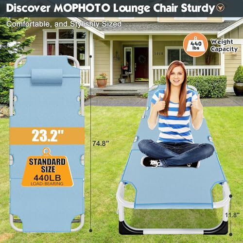 MOPHOTO Tanning Chair, Outdoor Sunbathing Lounge Chair 5-Position, Folding Chaise Lounger, Sun Tanning Lounger with Face Hole, Perfect for Pool Beach Patio - color: Light Azure, style: Sunbather Lounge