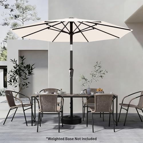AreShark 9 FT Patio Umbrella for Outdoor, Outdoor Table Umbrella with Push Button Tilt and Crank, Outdoor Patio Umbrellas with 8 Sturdy Ribs for Market, Garden, Pool (Cream-white) - color: Cream-white, size: 9ft