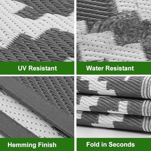 RURALITY Outdoor Rugs 5x8 Feet for Patios Clearance,Plastic Straw Waterproof Mats for Backyard,Porch,Deck,Balcony,Grey&White - color: Cross-grey&white, size: 5' x 8' (Rectangular)