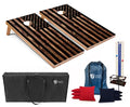 Tailgating Pros Cornhole Boards - 4'x2' Regulation Boards w/Carrying Case, Score Keeper, & Set of 8 Corn Filled Bags w/Tote - size: 4'x2' Boards, style: Woodgrain Flag