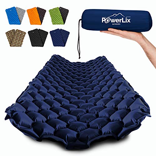 POWERLIX Ultralight Camping Sleeping Pad with Inflation Bag– Compact Lightweight Camping Pad, Outdoor Backpacking Hiking Traveling Airpad Camping Air Mattress Sleeping Mat - color: Navy Blue