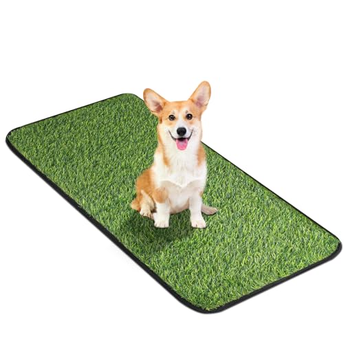 Artificial Grass Mat, Dog Grass Pee Pads, Fake Grass Pad for Pets Potty Training, Soft Grass Rug, Grass Doormat with Drainage Holes, Pet Turf for Indoor Outdoor Use, Washable(15.7''*31.5'') - size: 15.7"*31.5"