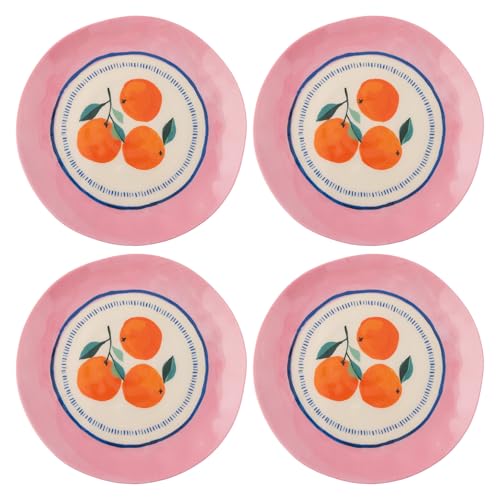 Karma, 8.75 inches Melamine Salad Plates Set of 4, Reusable Dishwasher Safe Plates for Outdoor and Indoor, Oranges - color: Oranges