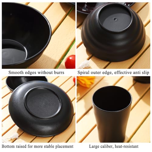 Kyraton Camping Utensils, Portable Travel Silverware Set with Reusable Light Weight Mug, Bowls and Plate, Stainless Steel Cutlery Set, Camping Mess Kit for 1 Person - color: A. 1 Person