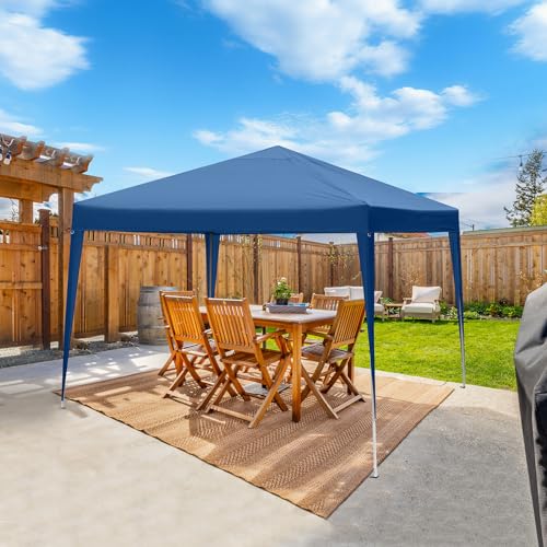 10x10ft Outdoor Pop Up Canopy Tents,Portable Instant Folding Shelter Gazebos,Waterproof Beach Tents,Easy Up Instant Commercial Canopy Tent,with Carry Bag,for Garden Camping Wedding Party BBQ (Blue) - color: Blue, size: 10x10ft