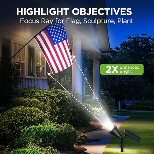 InnoGear Solar Lights Outdoor Lighting Waterproof Landscape Spotlights Uplighting for Outside Flag Garden Trees Yard Pathway Wall Auto On/Off, Pack of 6 (Cool White) - color: Cool White