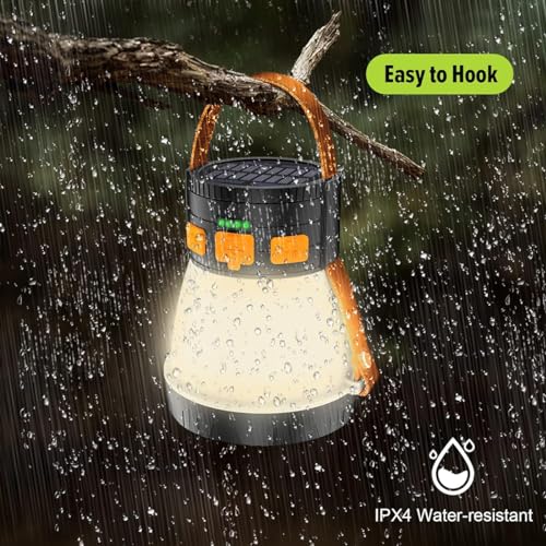LED Camping Lantern, 1500 Lumens Spotlight Flashlight Rechargeable with Solar Panel Charging, Waterproof Spot Light, 8 Light Modes, 7500mAh, Camping Flashlight for Emergency, Orange&Brown - size: Orange&Brown
