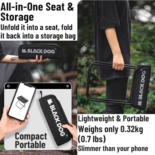windhike Blackdog 11in Ultralight Camping Folding Stool - 0.7lb Compact Camping Chair, 265lb Capacity Aluminum Alloy X-Frame for Hiking, Fishing BBQ Portable Small Stool for Adults (Pro - Khaki) - color: Pro - Khaki