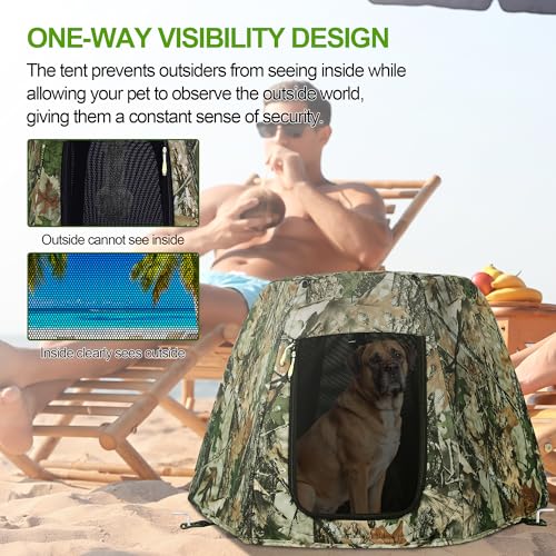 Dog Tent for Medium & Large Dogs, Pop Up Dog Enclosure, Waterproof Pet Tent with Zipper & Ground Spike, Portable Pet Playpen for Camping Beach, Puppy Tent Outdoor/Indoor 37.4x37.4x24.4 inch (Size L) - size: L 37.4x37.4x24.4 inch