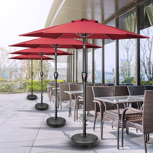 Simple Deluxe 9' Patio Umbrella Outdoor Table Market Yard Umbrella with Push Button Tilt/Crank, 8 Sturdy Ribs for Garden, Deck, Backyard, Pool, Red - color: Red-New, size: 9ft