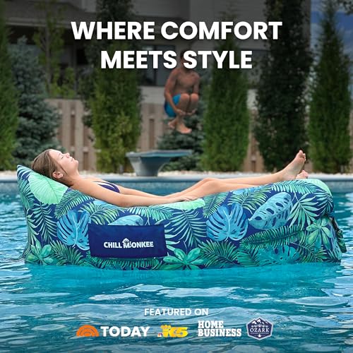 Portable Inflatable Lounger for Beach & Camping – Self-Inflating Air Couch, Beach Sofa, and Outdoor Lounge Chair for Relaxation and Comfort - color: Island Tropical