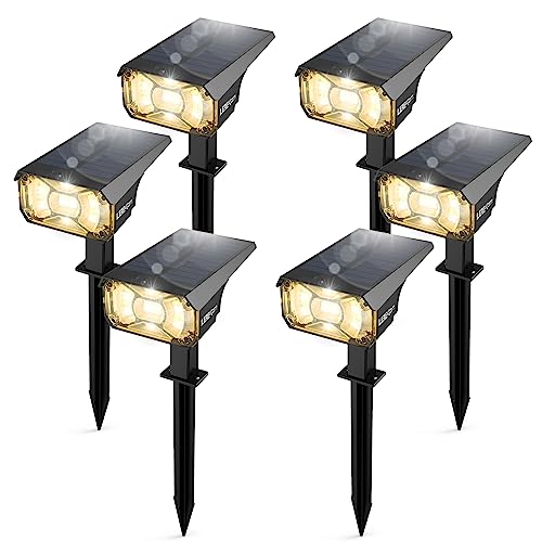 LEREKAM 3 Brightness Modes Solar Outdoor Lights with Super Bright 40LEDs, 360 Adjustable Lighting Angle, USB Charging, Longer Working Time, Waterproof, Patio, Porch, Driveway - color: Warm White, size: 6 Pack