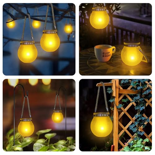 Solar Lanterns Outdoor Waterproof Hanging - Solar Lantern Garden Decor, Lanterns Lights for Backyard Porch Patio Table Yard Balcony Lawn Pathway - color: Black