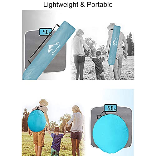 Oileus X-Large 4 Person Beach Tent Sun Shelter - Portable Sun Shade Instant Tent for Beach with Carrying Bag, Stakes, 6 Sand Pockets, Anti UV for Fishing Hiking Camping, Waterproof Windproof, Sky Blue - color: Sky Blue