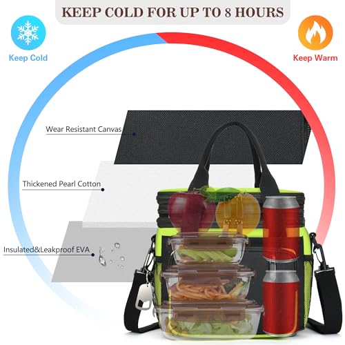 Lunch Box & Lunch Bag for Men Women, Large Insulated Adult Lunch Box, Leakproof Cooler Lunchbox with Bottle Opener for Work Picnic Beach, 16L, Neon Green - color: Lime Green