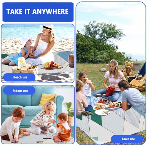 DanCoom Picnic Blanket, Foldable Waterproof Sand Mat, 80" x 80" Extra Large Picnic Blanket,Outdoor Mat Beach Blanket for Camping Hiking Travel Family Concerts - color: Geometric Half-color, size: 6'8" x 6'8" (Square)