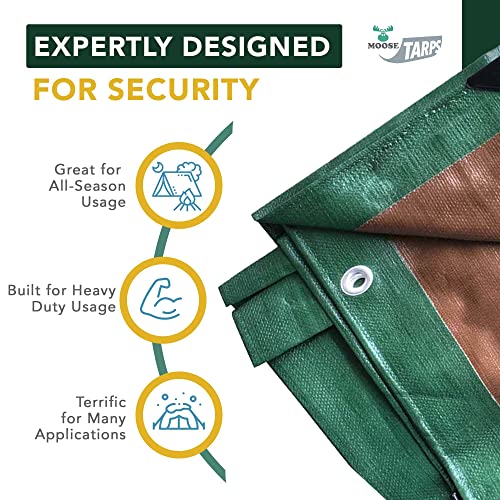 Waterproof Heavy Duty Tarp - for Wood Furniture, Car, Boat, Pool, & More - Tear Resistant - 20x40 Foot Indoor/Outdoor Reversible Green/Brown Tarp - size: 20' X 40'